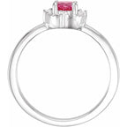 Sterling Silver Lab-Grown Ruby & .04 CTW Natural Diamond Halo-Style Ring