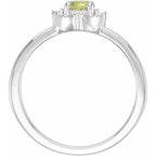 Sterling Silver Natural Peridot & .04 CTW Natural Diamond Halo-Style Ring