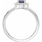 14K White Gold Lab-Grown Blue Sapphire & .04 CTW Natural Diamond Halo-Style Ring