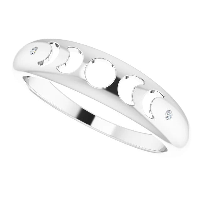 14K White Gold .015 CTW Diamond Moon Phase Ring