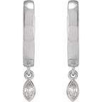 14K White Gold 1/8 CTW Natural Diamond Hinged Hoop Earrings
