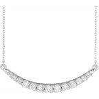 14K White Gold 3/4 CTW Lab-Grown Diamond French-Set Bar 18" Necklace