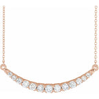 14K Rose Gold 3/4 CTW Lab-Grown Diamond French-Set Bar 18" Necklace