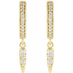 14K Yellow Gold 1/5 CTW Natural Diamond Hinged Hoop Spike Earrings