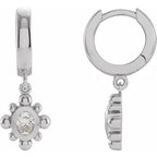14K White Gold 1/3 CTW Natural Diamond Beaded Bezel-Set Hinged Hoop Earrings
