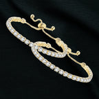 18k Yellow Gold 6 Cttw Created Cubic Zirconia CZ Round Adjustable Tennis Plated Bracelet