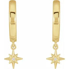 14K Yellow Gold .0075 CTW Natural Diamond Celestial Hinged Hoop Earrings