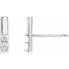 14K White Gold 2-Stone Family Bar Earring Mounting