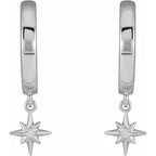 14K White Gold .0075 CTW Natural Diamond Celestial Hinged Hoop Earrings