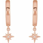 14K Rose Gold .0075 CTW Natural Diamond Celestial Hinged Hoop Earrings