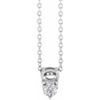 14K White Gold Oval 1/10 CTW Natural Diamond Semi-Set Two-Stone 16-18" Necklace