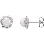 14K White Gold Cultured White Freshwater Pearl Rope Earrings