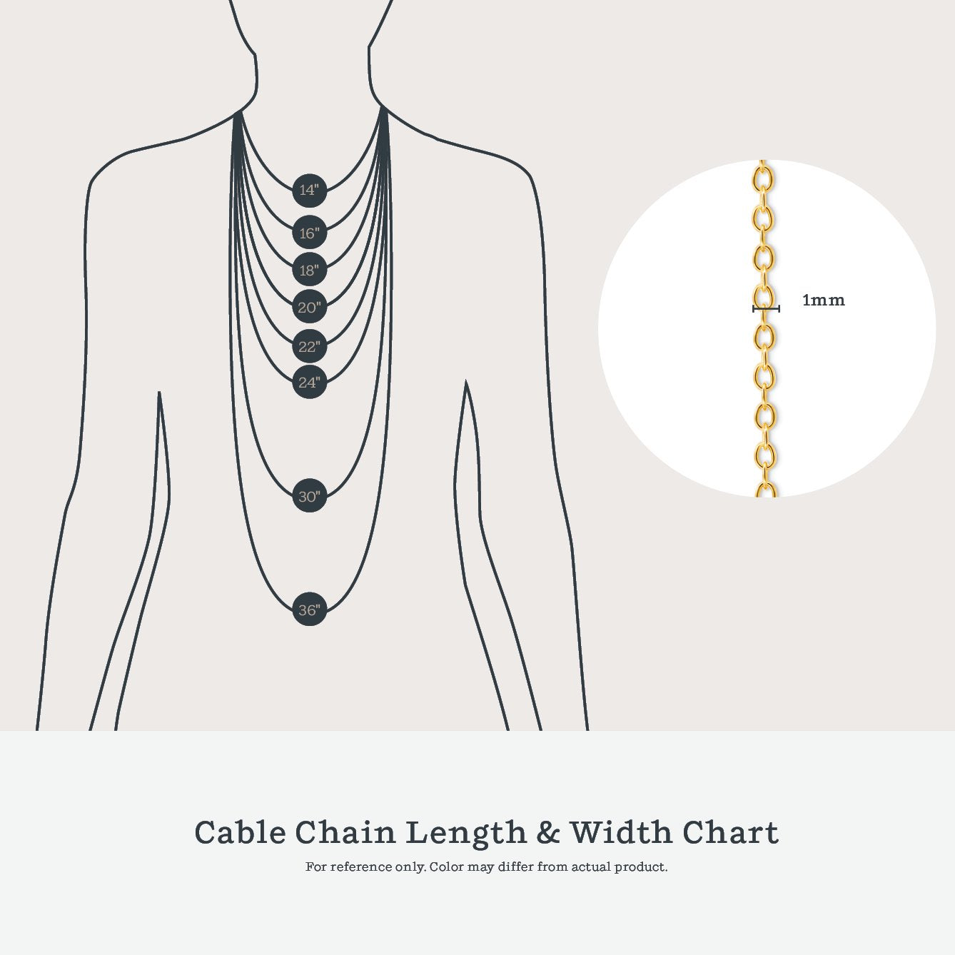 DiamondX 18k Yellow Gold Cable Chain Necklace Italian 1.3mm Plated