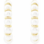 14K Yellow Gold Cultured Freshwater Pearl Hoop Earrings