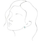 14K White Gold Natural Turquoise Huggie Hoop Earrings