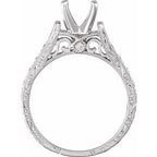 14K White Gold Round 1/3 CTW Natural Diamond Semi-Set Engagement Ring