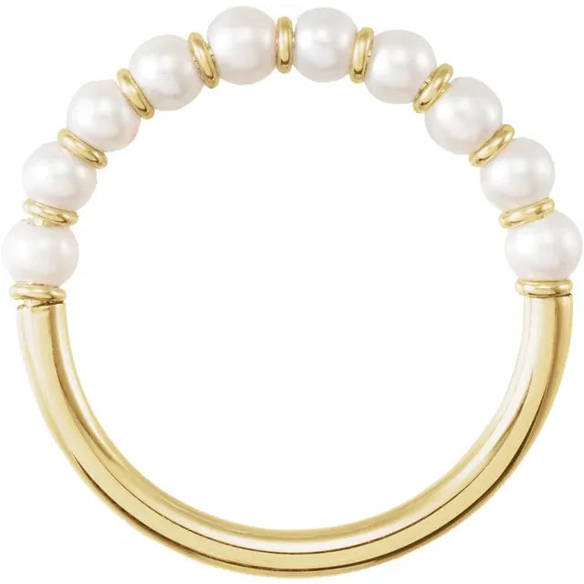 14K Yellow Gold Cultured Freshwater Pearl Ring Size 6