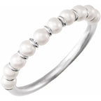 14K White Gold Cultured Freshwater Pearl Ring Size 8
