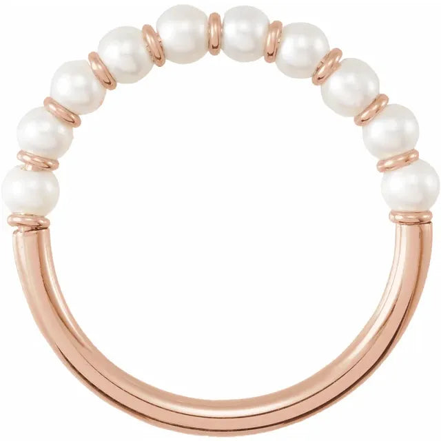 14K Rose Gold Cultured Freshwater Pearl Ring Size 8
