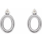 14K White Gold Oval .06 CTW Natural Diamond Semi-Set Earrings