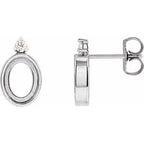 14K White Gold Oval .06 CTW Natural Diamond Semi-Set Earrings