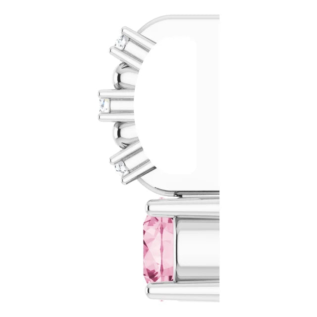 14K White Gold Imitation Pink Tourmaline & .01 CTW Natural Diamond Charm/Pendant
