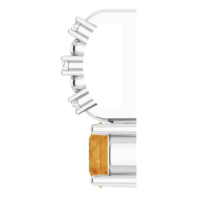 Sterling Silver Imitation Citrine & .01 CTW Natural Diamond Charm/Pendant