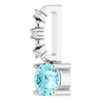 14K White Gold Imitation Blue Zircon & .01 CTW Natural Diamond Charm/Pendant