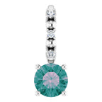 Sterling Silver Imitation Alexandrite & .01 CTW Natural Diamond Charm/Pendant