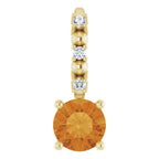 14K Yellow Gold Imitation Citrine & .01 CTW Natural Diamond Charm/Pendant