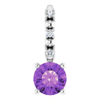 Sterling Silver Imitation Amethyst & .01 CTW Natural Diamond Charm/Pendant