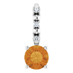 14K White Gold Imitation Citrine & .01 CTW Natural Diamond Charm/Pendant