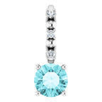 Sterling Silver Imitation Blue Zircon & .01 CTW Natural Diamond Charm/Pendant