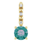 14K Yellow Gold Imitation Alexandrite & .01 CTW Natural Diamond Charm/Pendant