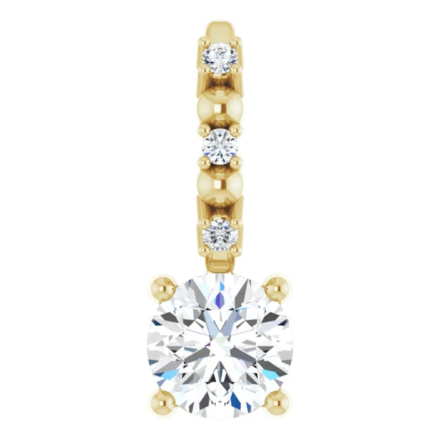 14K Yellow Gold Imitation Diamond & .01 CTW Natural Diamond Charm/Pendant