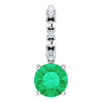 Sterling Silver Imitation Emerald & .01 CTW Natural Diamond Charm/Pendant