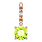 14K Rose Gold Imitation Peridot & .01 CTW Natural Diamond Charm/Pendant