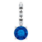 Sterling Silver Imitation Blue Sapphire & .01 CTW Natural Diamond Charm/Pendant