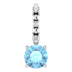 Sterling Silver Imitation Aquamarine & .01 CTW Natural Diamond Charm/Pendant