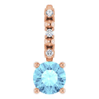 14K Rose Gold Imitation Aquamarine & .01 CTW Natural Diamond Charm/Pendant