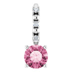 14K White Gold Imitation Pink Tourmaline & .01 CTW Natural Diamond Charm/Pendant