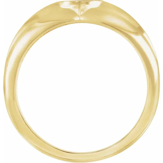 14K Yellow Gold Cross Anchor Ring