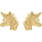 14K Yellow Gold Youth Unicorn Earrings
