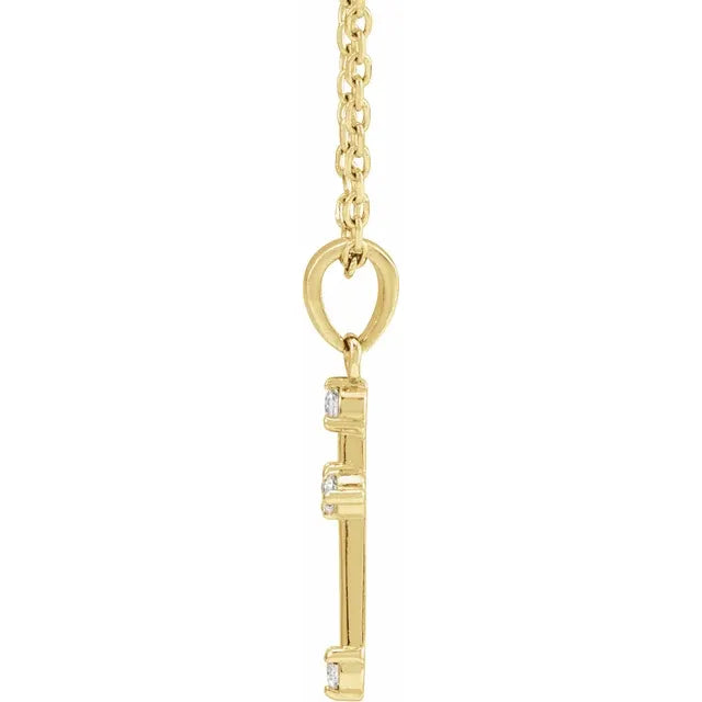 14K Yellow Gold .07 CTW Natural Diamond Cross 16-18" Necklace
