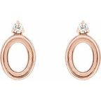 14K Rose Gold Oval .06 CTW Natural Diamond Semi-Set Earrings