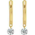 14K Yellow Gold 1/3 CTW Drilled Natural Diamond Hinged Hoop Earrings