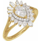 14K Yellow Gold Pear 5/8 CTW Diamond Semi-Set Engagement Ring