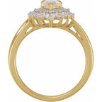 14K Yellow Gold 7x5 mm Pear 5/8 CTW Diamond Semi-Set Engagement Ring