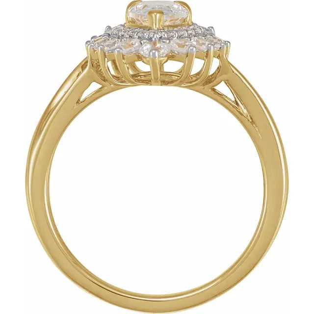 14K Yellow Gold 7x5 mm Pear 5/8 CTW Diamond Semi-Set Engagement Ring