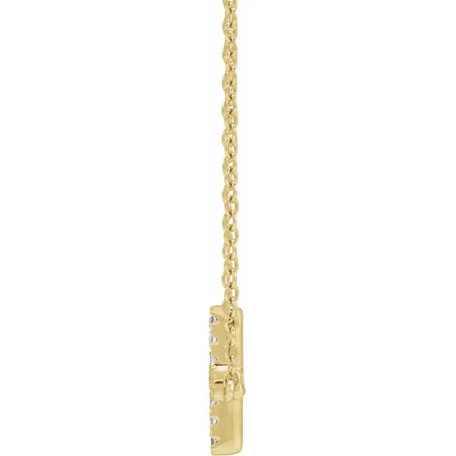 14K Yellow Gold 1/6 CTW Lab-Grown Diamond Sideways Cross Necklace